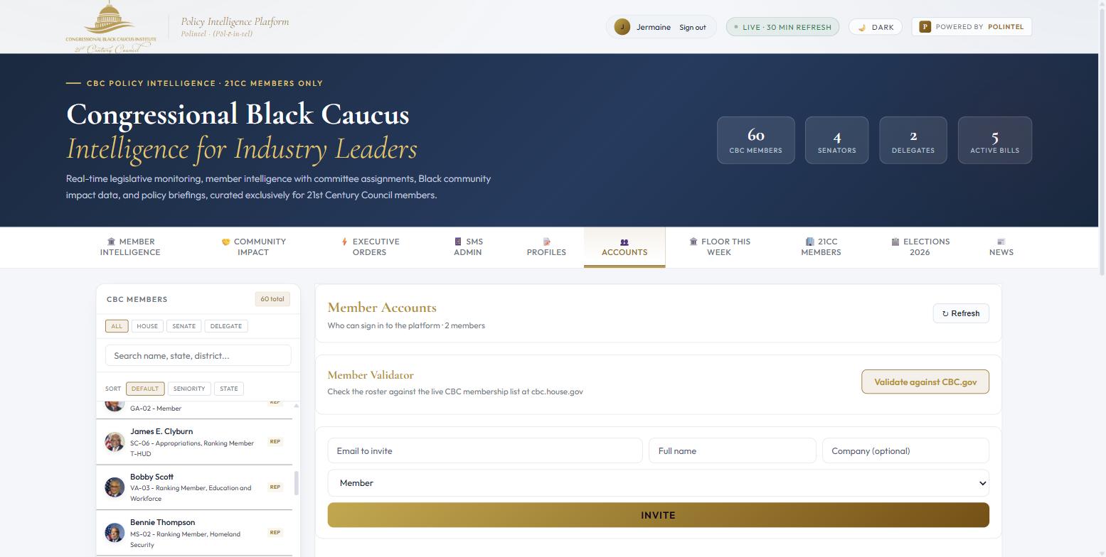 Accounts tab with the invite form