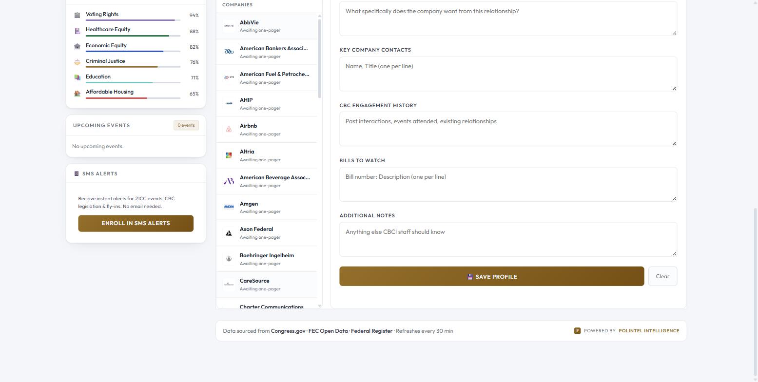 Lower half of the one-pager editor with the Save Profile button